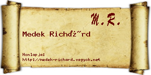 Medek Richárd névjegykártya