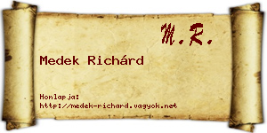 Medek Richárd névjegykártya